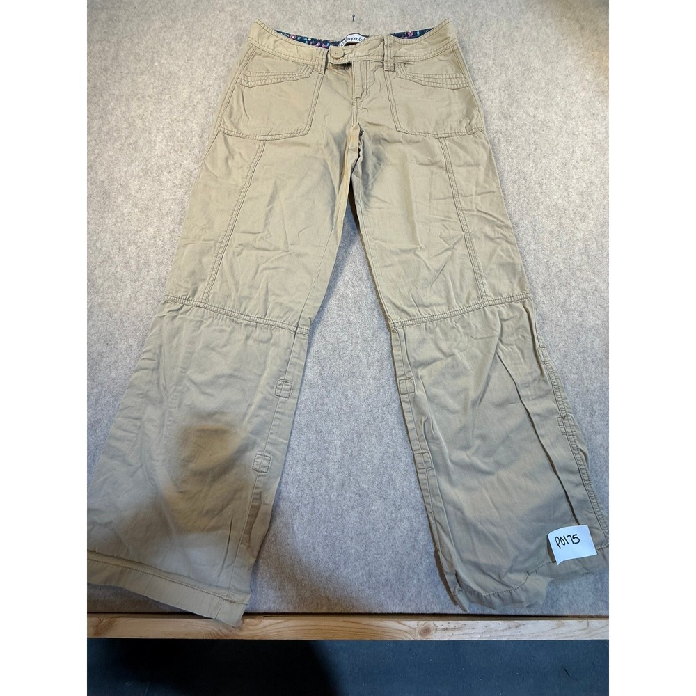 Aeropostale Khaki Cargo Pants Women 7/8 Tan Wide Leg Y2K Cotton Utility Trousers